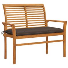 Greatstore Zahradní lavice s taupe poduškou 112 cm masivní teak