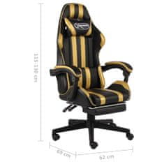 Greatstore Herní židle s podnožkou černo-zlatá umělá kůže