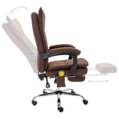 Greatstore Masážní kancelářská židle hnědá textil