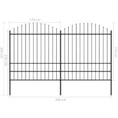 Greatstore Zahradní plot s hroty ocel (1,75–2) x 3,4 m černý