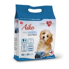 AIKO SOFT CARE Active Carbon 60x60cm 10ks plena pro psy s aktivním uhlím se čtyřmi samolepkami na uchycení