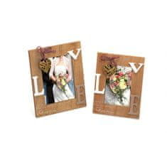 KPH Svatební dřevěný fotorámeček s aplikací RAPTURE OF LOVE 13x18 cm natur