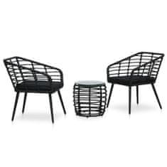 Greatstore 3dílný bistro set polyratan černý