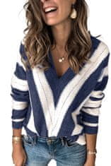 OMG! Dámský pletený svetr s výstřihem do V Atran modrá S