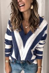 OMG! Dámský pletený svetr s výstřihem do V Atran modrá S