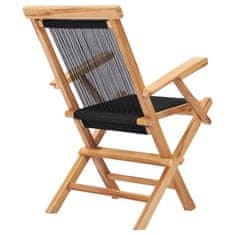 Greatstore Skládací zahradní židle 2 ks masivní teakové dřevo a provázky