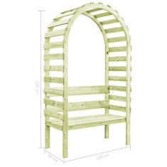 Greatstore Zahradní pergola s lavicí 130x60x230 cm impregnovaná borovice