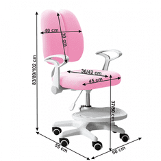 ATAN Rostoucí židle s podnoží a šlemi ANAIS - růžová/bílá