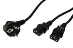 Roline Rozdvojka síťového kabelu, CEE 7/7(M) - 2x IEC320 C13, 2m, černá (19.08.1022)