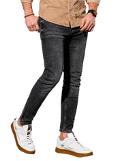 OMBRE Pánské riflové kalhoty SKINNY FIT P1007 - šedá - M