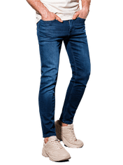 OMBRE Pánské riflové kalhoty SKINNY FIT P1007 - tmavě nebesky modrá - XL