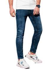 OMBRE Pánské riflové kalhoty SKINNY FIT P1007 - námořnická modrá - XL