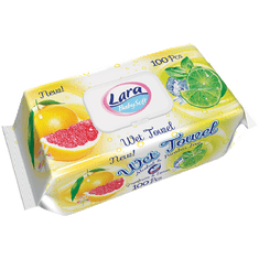 LARA vlhčené ubrousky 100 ks klip Grapefruit & Citron