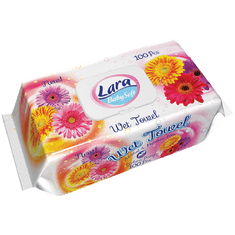 LARA vlhčené ubrousky 100 ks klip Gerbera