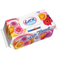 LARA vlhčené ubrousky 120 ks klip Gerbera 