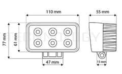 TT Technology Pracovní LED světlo obdelník, 6 LED diod (typ TT.13206)