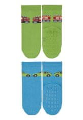 Sterntaler ponožky protiskluzové ABS chlapecké 2 páry zelené, hasiči 8002220, 18-24 měsíců