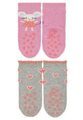 Sterntaler ponožky na lezení protiskluzové dívčí 2 páry růžové,myška 8012222, 22