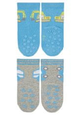 Sterntaler ponožky na lezení protiskluzové chlapecké 2 páry modré, šedé bagr 8012230, 18
