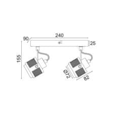 ACA ACA Lighting bodové svítidlo nástěnné 2XGU10 šedá kovová 28X10X16CM KRYPTON AR2092W28G