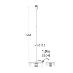 ACA ACA Lighting stojací lampa chrom kov 1XE27 bílý kabel hranatá základna H123cm bez stínítka MIX a MATCH MF15018CHW