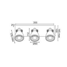 ACA ACA Lighting nástěnné bodové svítidlo 3XGU10 bílá terrazzo 36X15X18CM DINO AR1823W36WT