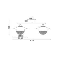 ACA ACA Lighting nástěnné svítidlo 2XG9 měď/černý kov plus sklo 20X47X18CM HYDRA HL4302W47BC