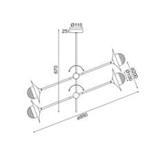 ACA ACA Lighting stropní svítidlo 24XG9 mosaz/černá kov plus sklo 85X81XH67CM LAYLA HL4324C84BB