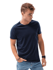 OMBRE Pánské tričko bez potisku S1370 - námořnická modrá - XXL