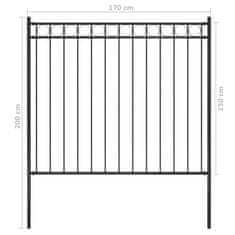 Vidaxl Zahradní plot ocelový 1,7 x 1,5 m černý