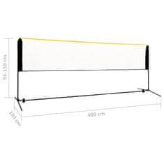 Vidaxl Nastavitelná badmintonová síť 400 x 103 x 94–158 cm kov