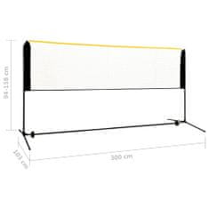 Vidaxl Nastavitelná badmintonová síť 300 x 103 x 94–158 cm kov