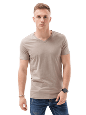 OMBRE Pánské tričko bez potisku S1369 - světle hnědá - L
