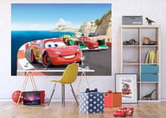 AG Design Dětská fototapeta DISNEY AUTA ,ZÁVODY CARS VE FRANCII 252 x 182 cm