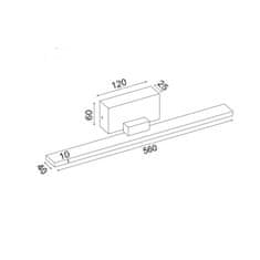 ACA ACA Lighting nástěnné svítidlo LED 16W 3000K 1040LM černý kov IP44 56X7X7CM CHLOE PN19LEDW56BK