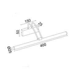 ACA ACA Lighting nástěnné svítidlo LED 8W 3000K 520LM černá nerez ocel IP44 40X12X19CM ARIA PN17LEDW40BK