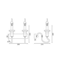 ACA ACA Lighting nástěnné svítidlo 2XE14 antická/rez kov 25X21X24CM TOULOUSE EG172W25R