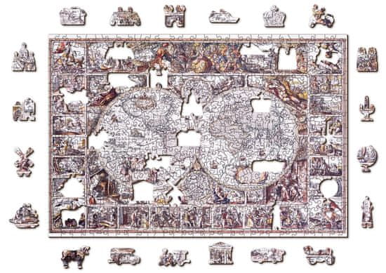 Wooden city Dřevěné puzzle Mapa doby objevů 2v1, 505 dílků EKO