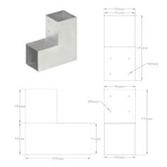 shumee Trámová spojka 4 ks ve tvaru L pozinkovaný kov 91 x 91 mm