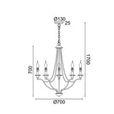 ACA ACA Lighting závěsné svítidlo 5XE14 antická/rez kov D70XH175CM LYON EG5875P70R