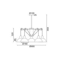 ACA ACA Lighting závěsné svítidlo 5XE14 šedá/bílý kov D68XH85CM CEZANNE EG5795P58G