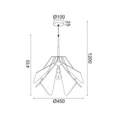 ACA ACA Lighting závěsné svítidlo 1XE27 bílá akryl plus černý kov D45XH120CM ORIGAMI EF39P145WH