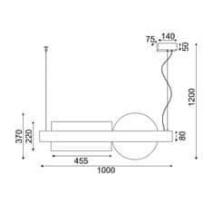 ACA ACA Lighting závěsné svítidlo LED 20W 3000K 2150LM kov černá plus akryl 7,5X100XH120CM EARTH DCR39214