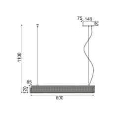 ACA ACA Lighting závěsné svítidlo LED 11W 3000K 1180LM kov černá 8,5X80XH110CM OFIS DCR39211