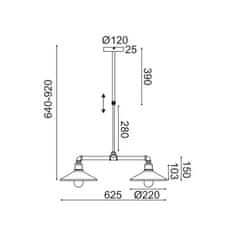 ACA ACA Lighting závěsné svítidlo 2XE27 černá plus zlatý kov 63X22XH92CM PIPE AR4172P63BG