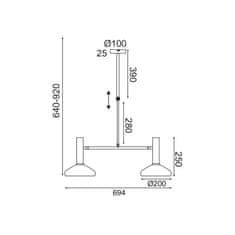 ACA ACA Lighting závěsné svítidlo 2XE27 černá plus mosaz 69X20XH92CM SHERLOCK AR4182P69BB