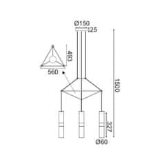 ACA ACA Lighting závěsné svítidlo 3XGU10 černý kov 56X49XH150CM DA VINCI HM853P56BK