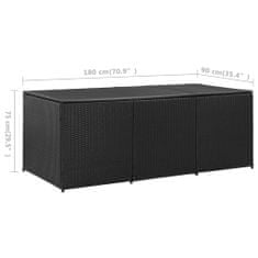 Greatstore Zahradní úložný box polyratan 180 x 90 x 75 cm černý