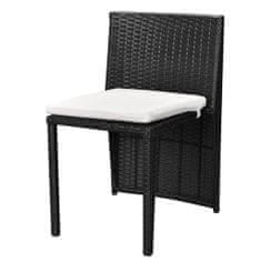 Greatstore 3dílný bistro set s poduškami polyratan černý