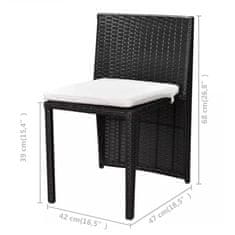 Greatstore 3dílný bistro set s poduškami polyratan černý